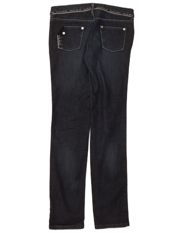 Calça jeans feminina Phard Graphic Slim UK 8 pequena W32 L33 azul marinho algodão