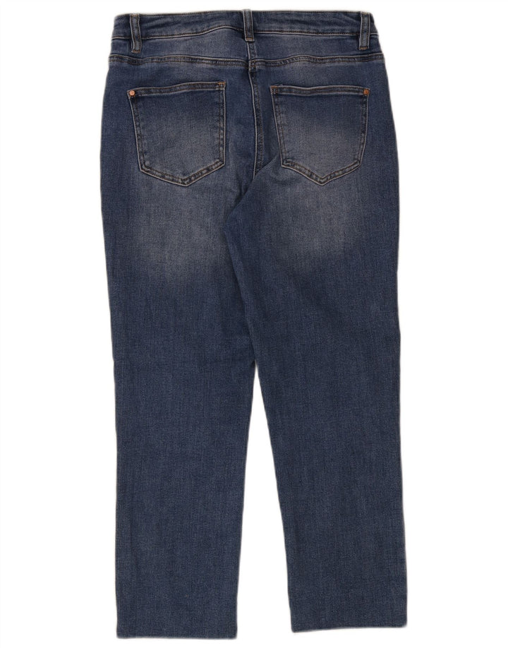 Jeans recortados femininos M&Co UK 12 médio W30 L25 algodão azul