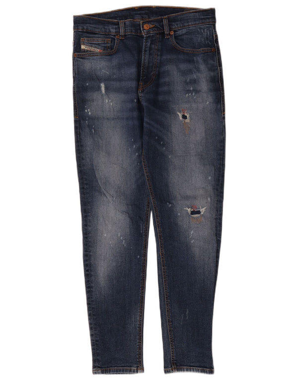 Diesel Meninas Jeans Slim Desgastados 13-14 Anos W30 L27 Azul Algodão