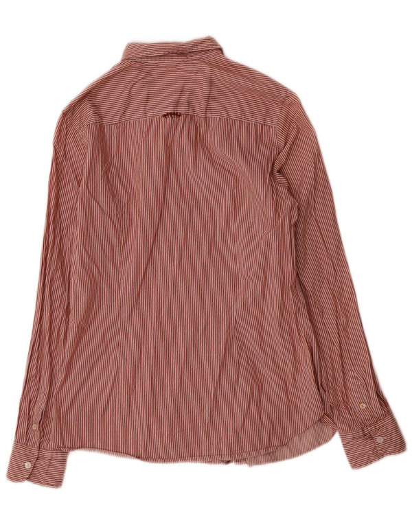 Camisa feminina Tommy Hilfiger US 10 grande algodão listrado vermelho