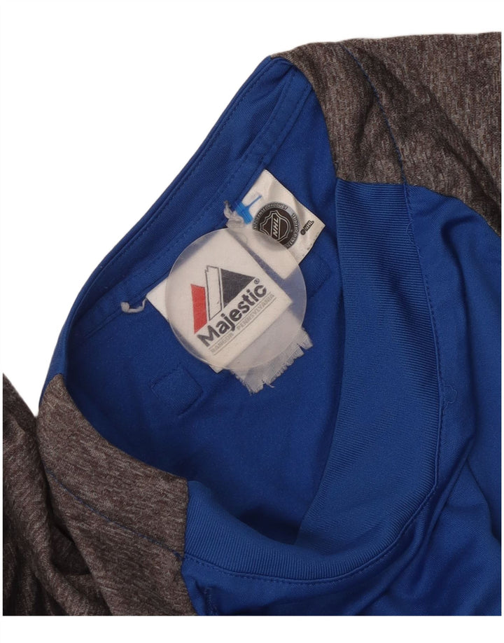 Majestic Mens Top manga 3/4 bloco colorido azul médio