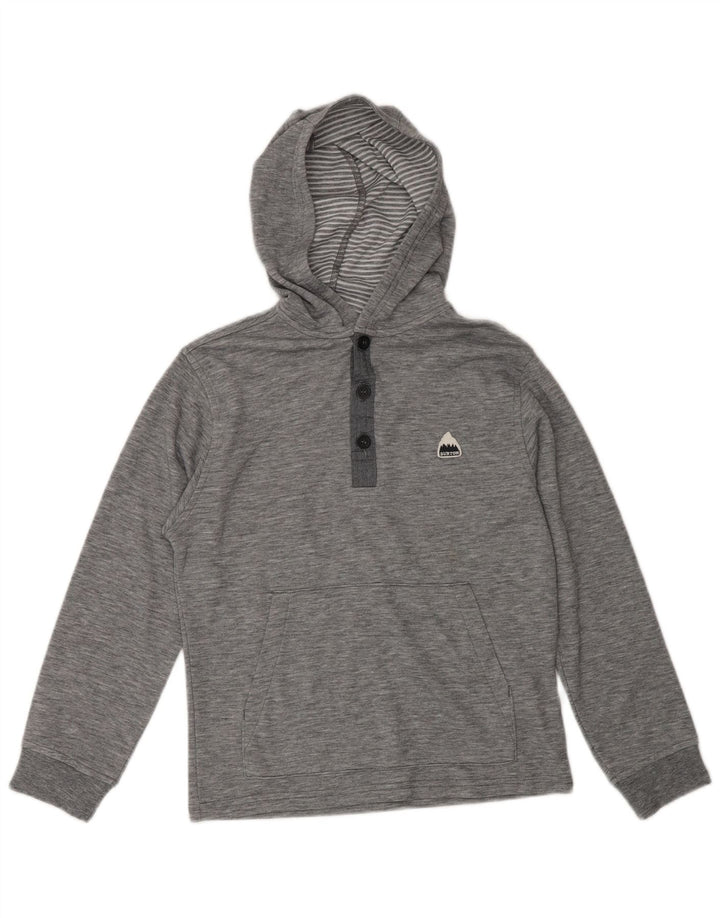 Burton Womens Top com capuz manga longa UK 10 poliéster manchado cinza pequeno