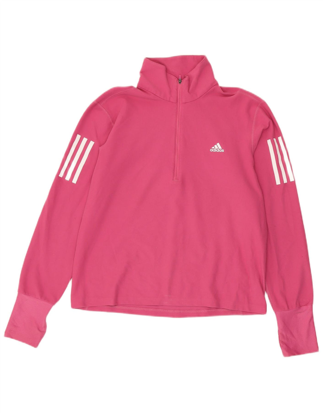 Adidas feminino zip neck pulôver treino top reino unido 12/14 médio rosa