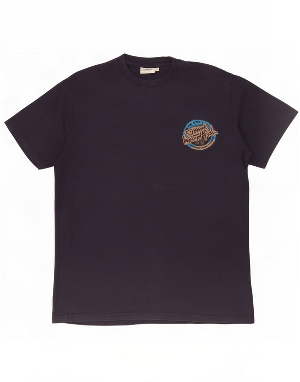 Camiseta gráfica masculina Weird Fish Top médio algodão azul marinho