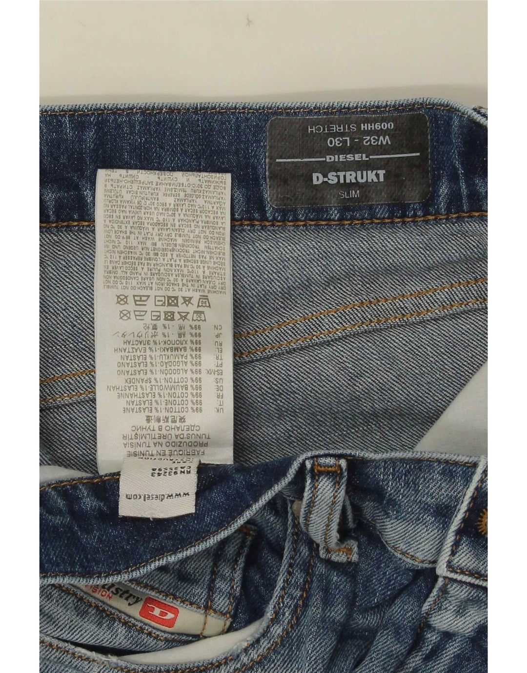 Diesel Masculino D-Strukt Slim Jeans W32 L30 Azul Algodão