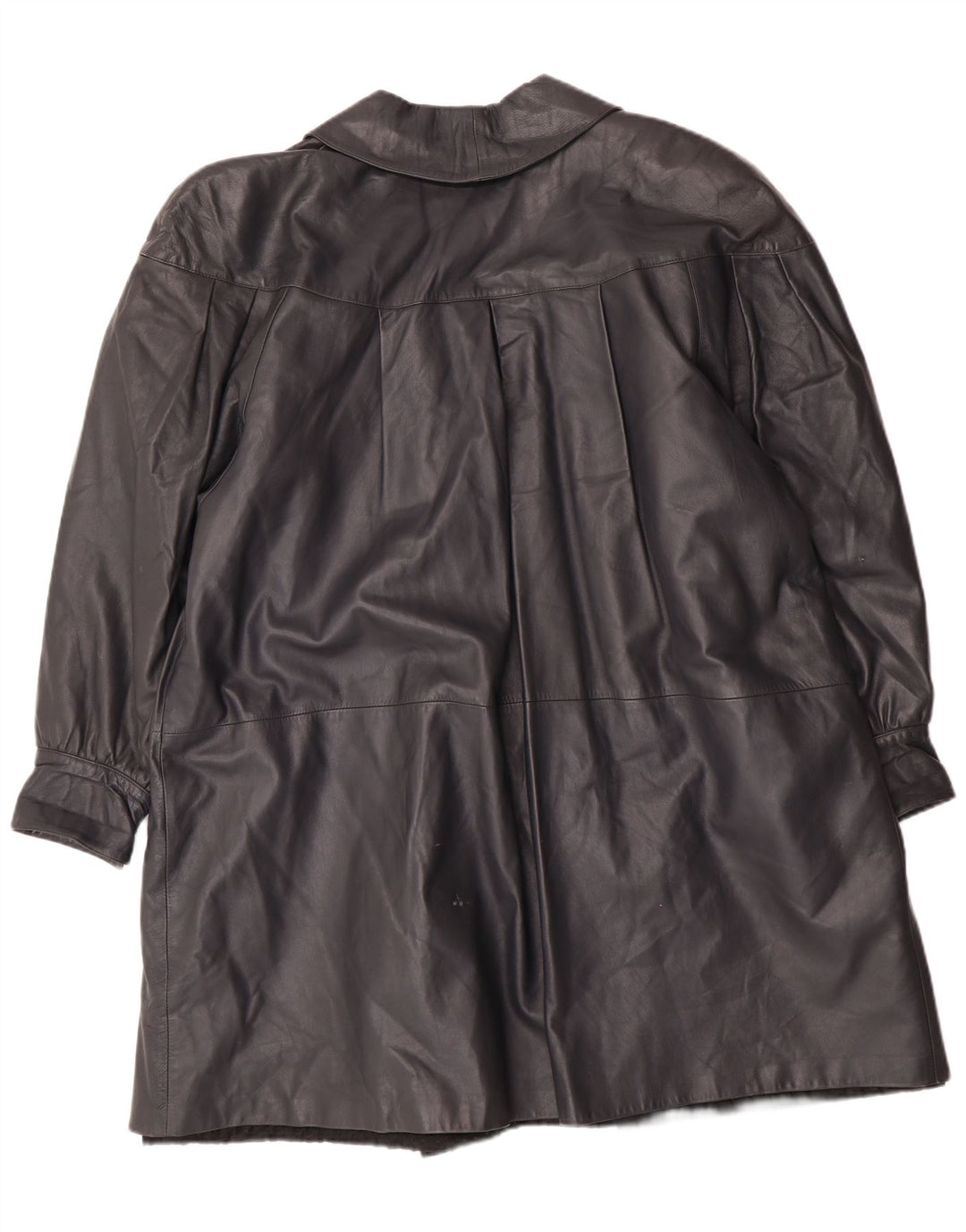 Casaco de couro superdimensionado feminino vintage IT 44 médio couro preto clássico