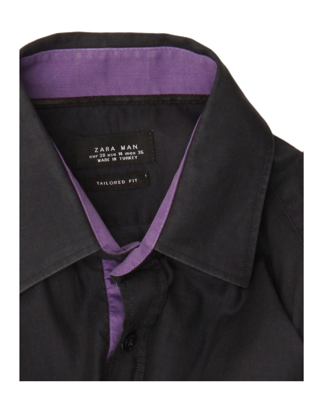 Camisa masculina Zara Tailored Fit EU 38 Médio Azul Marinho