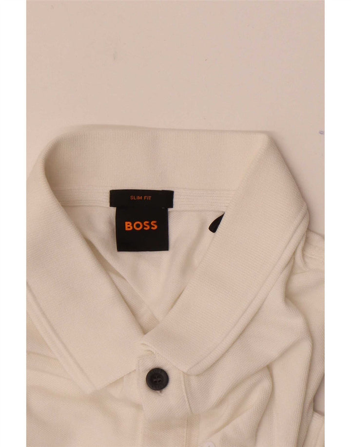 Camisa polo masculina Hugo Boss Slim Fit médio algodão branco