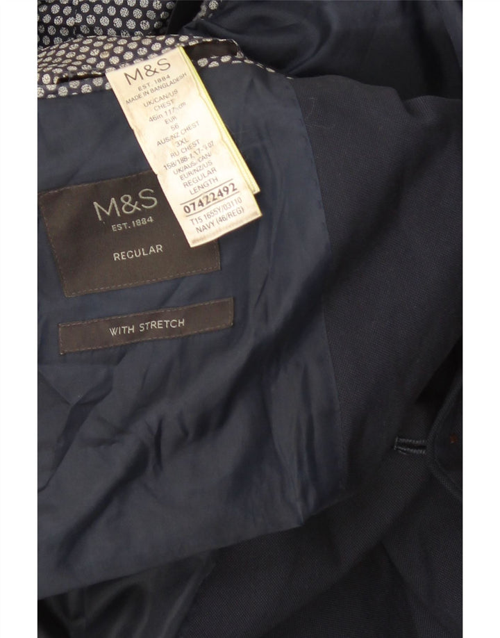 Jaqueta blazer masculina Marks & Spencer com 2 botões de ajuste regular Reino Unido 46 3XL azul marinho