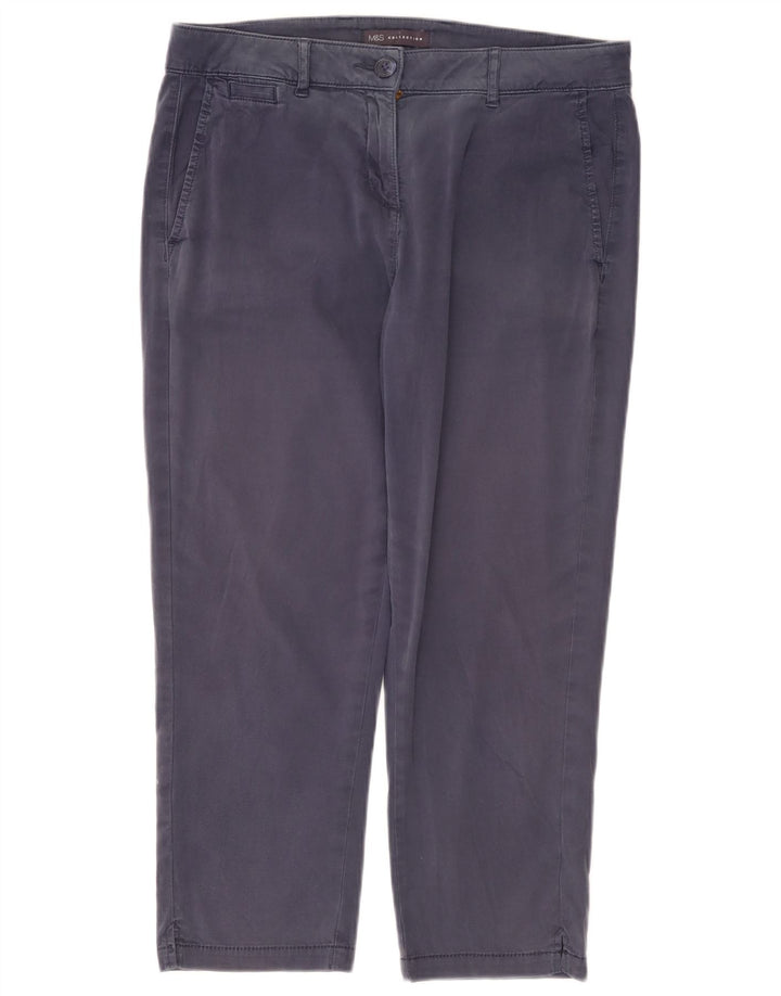 Calças cortadas femininas Marks & Spencer UK 12 médio W32 L24 azul marinho