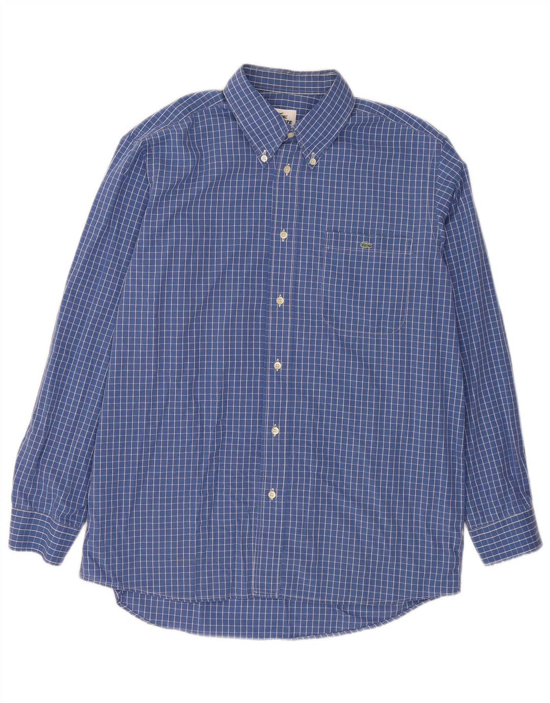 Camisa masculina Lacoste tamanho 40 algodão xadrez azul médio