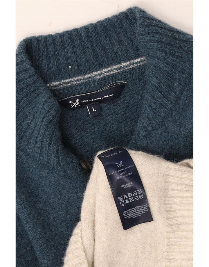 Suéter masculino com gola redonda e gola redonda grande azul Fair Isle