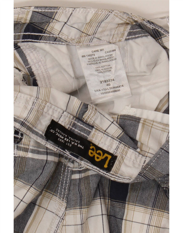 Lee Mens Cargo Shorts W40 XL Branco Xadrez Algodão