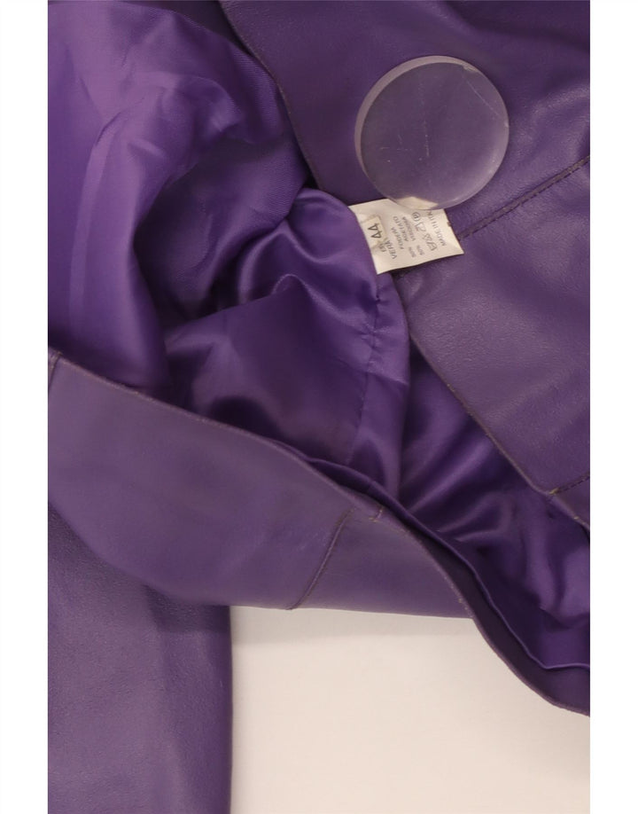 Jaqueta blazer feminina de couro com 4 botões da Mays IT 44 acetato roxo médio