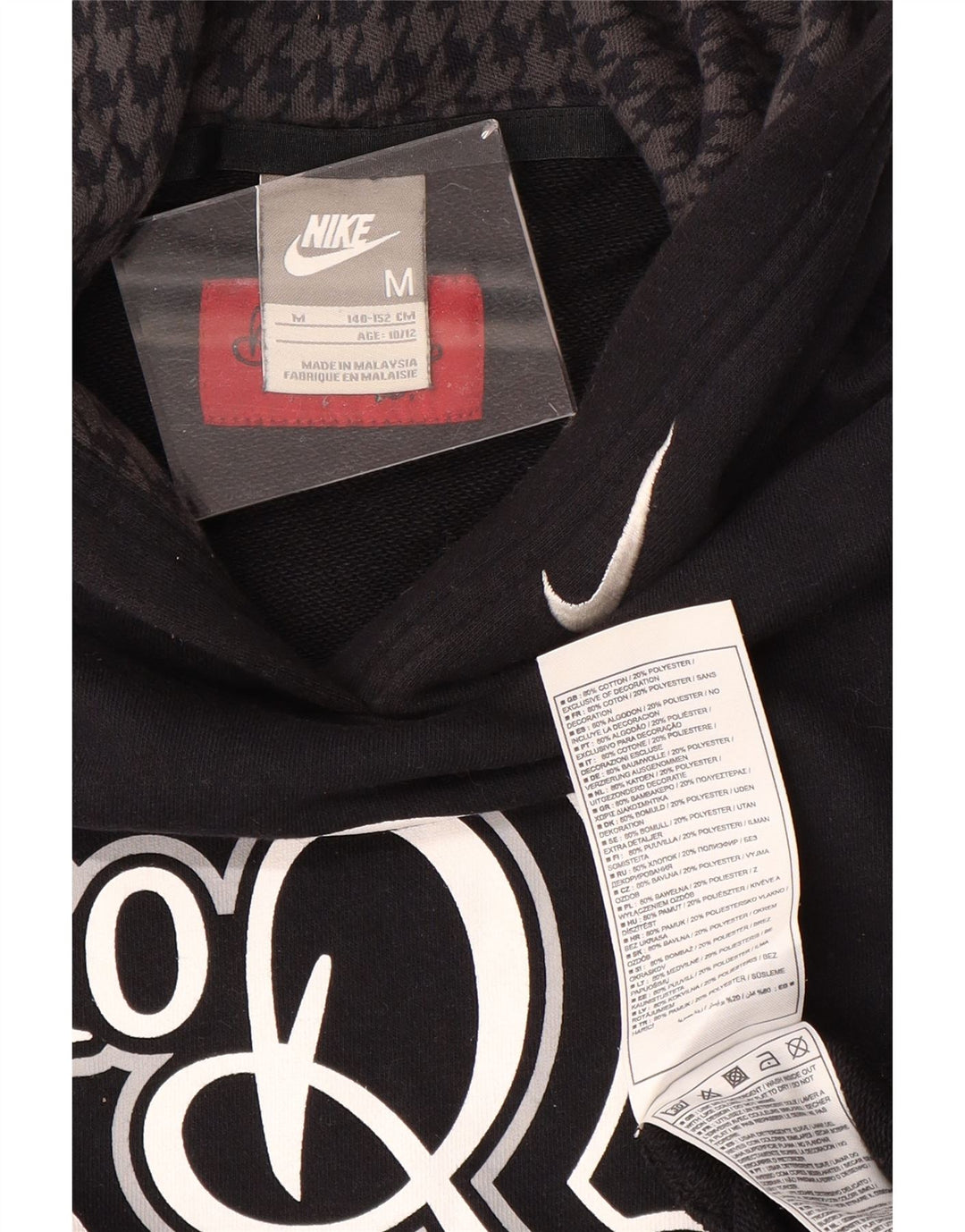 Jumper com capuz gráfico sem mangas para meninos NIKE 10-11 anos médio preto algodão
