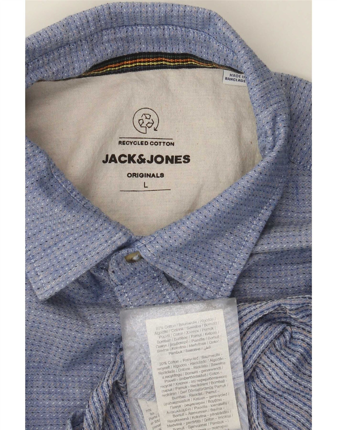 Camisa masculina Jack & Jones grande algodão manchado azul