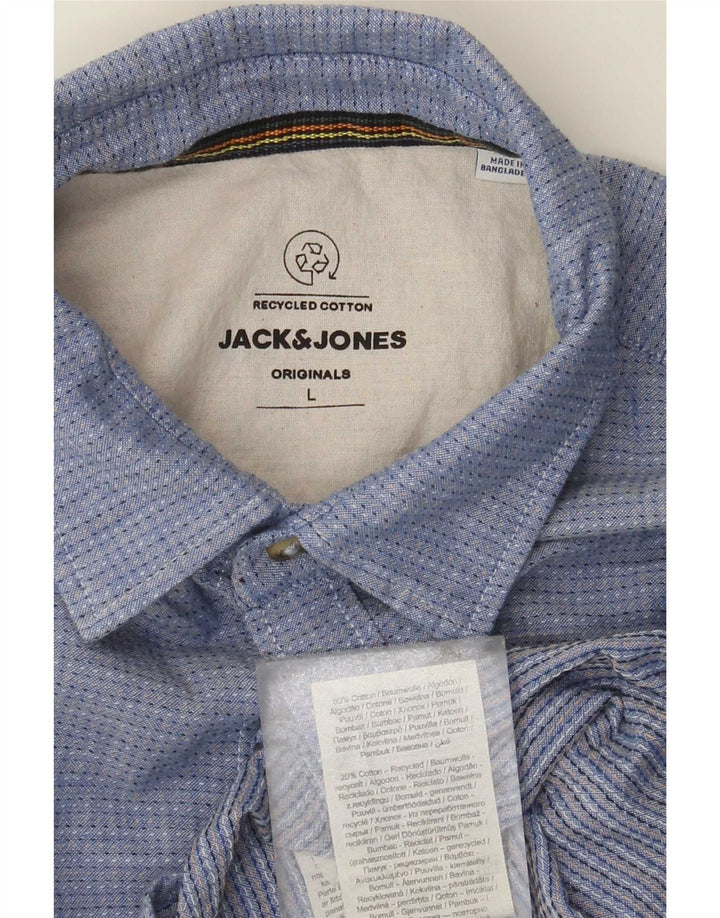 Camisa masculina Jack & Jones grande algodão manchado azul