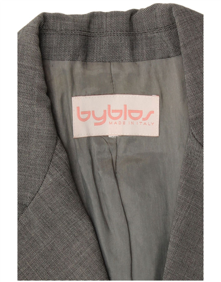 Jaqueta Blazer Feminina Byblos com 2 Botões Reino Unido 10 Pequena Cinza