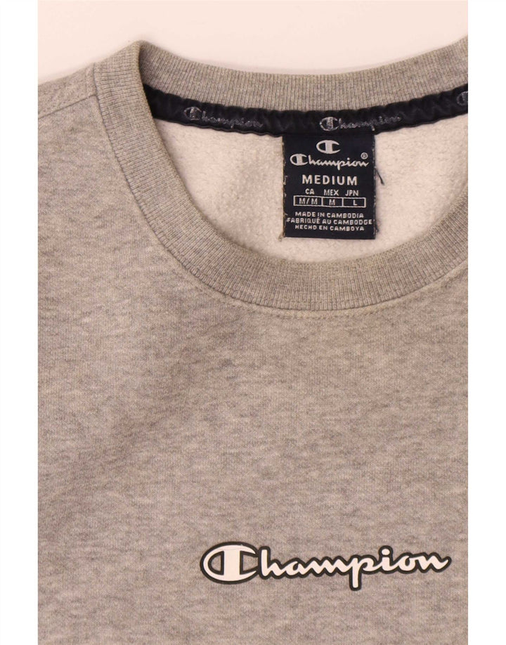 Champion masculino gráfico moletom jumper médio cinza algodão