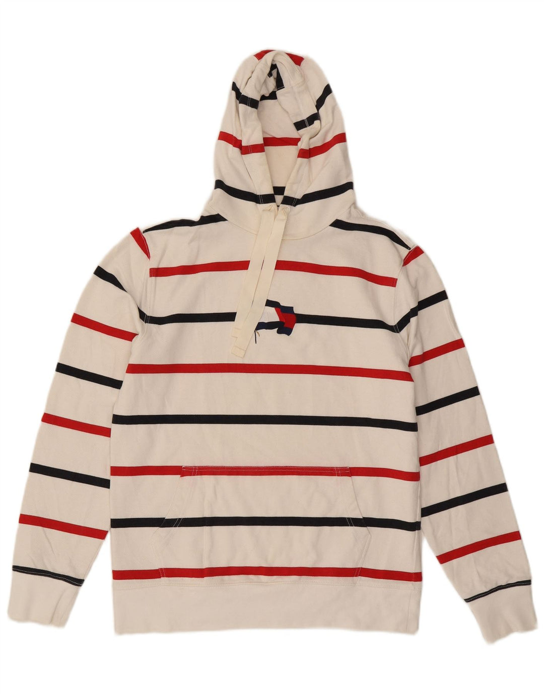 Suéter masculino com capuz gráfico TOMMY HILFIGER grande algodão listrado branco