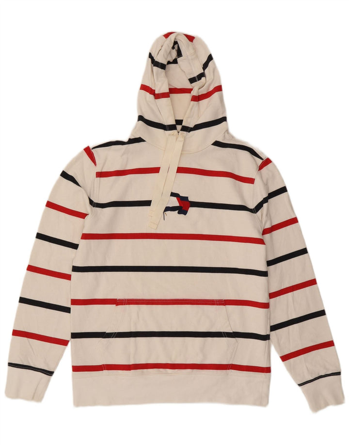 Suéter masculino com capuz gráfico TOMMY HILFIGER grande algodão listrado branco