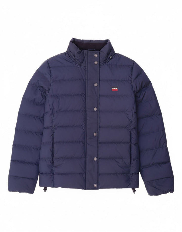 Jaqueta feminina acolchoada com capuz grande LEVI'S Reino Unido 10 pequena azul marinho