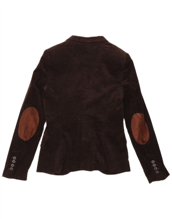 Zara Jaqueta blazer feminina de veludo cotelê com 1 botão Reino Unido 12 acetato marrom médio