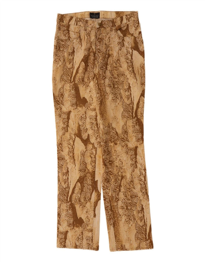 Calça feminina Trussardi com estampa abstrata reta casual W32 L33 bege
