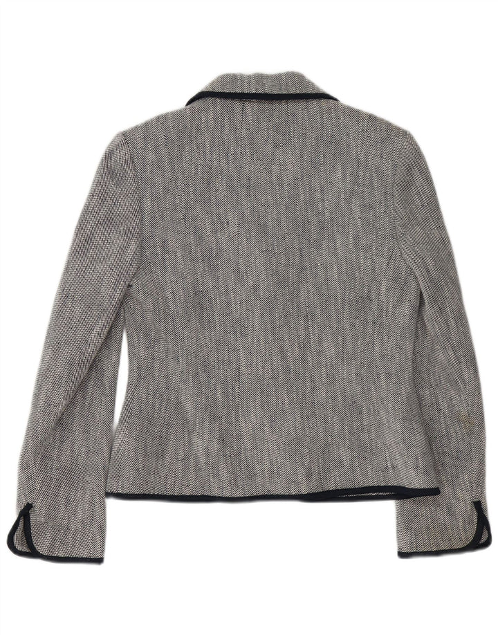 Jaqueta blazer feminina Hobbs com 2 botões Reino Unido 10 pequeno algodão azul marinho
