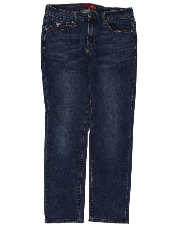 Guess Calça Jeans Feminina Straight Slim W30 L28 Azul Algodão