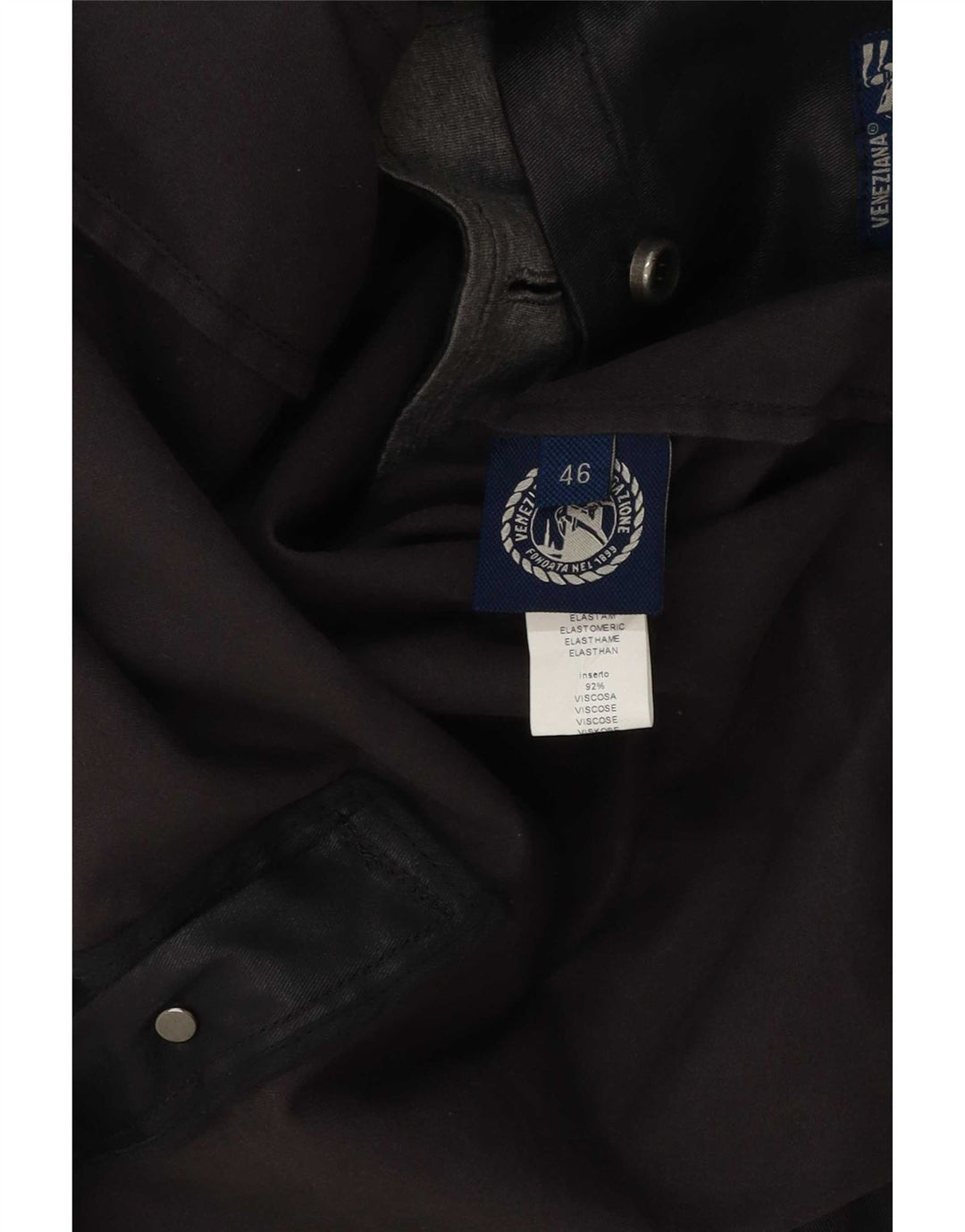 Jaqueta masculina vintage de algodão encerado com peito duplo IT 46 preto pequeno