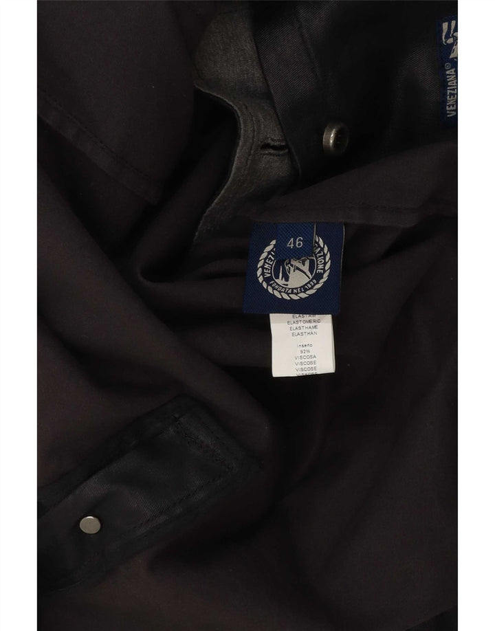 Jaqueta masculina vintage de algodão encerado com peito duplo IT 46 preto pequeno