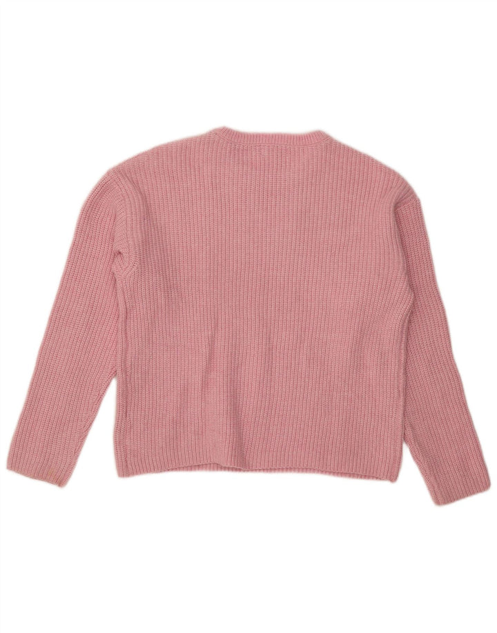 Suéter feminino Marks & Spencer com gola canoa Reino Unido 14 poliéster rosa médio