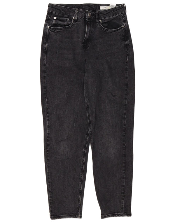 Calça jeans feminina Marks & Spencer Mom Tapered Reino Unido 8 pequena W28 L26 preta