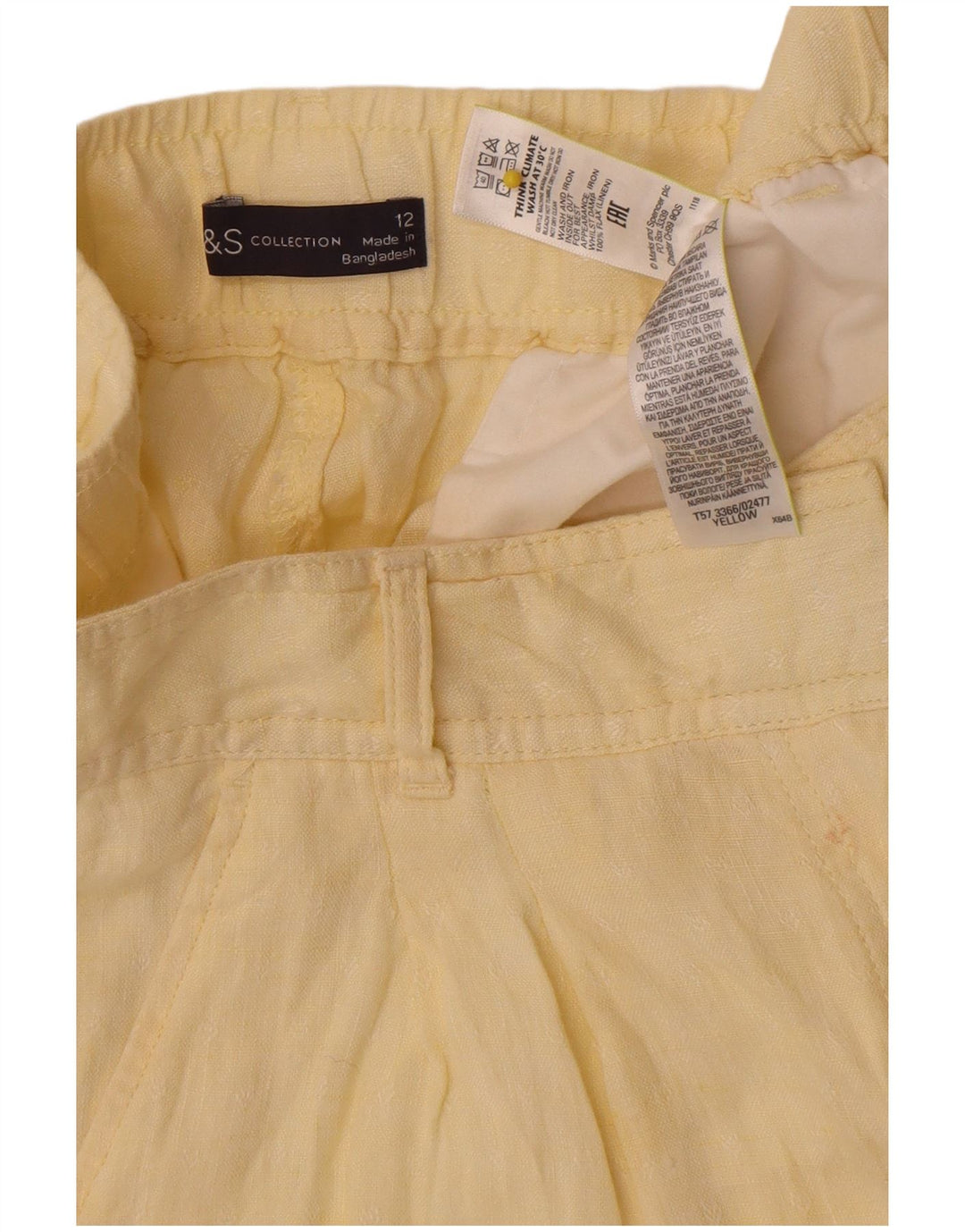 Shorts Chino Feminino Marks & Spencer Reino Unido 12 Médio W30 Linho Amarelo