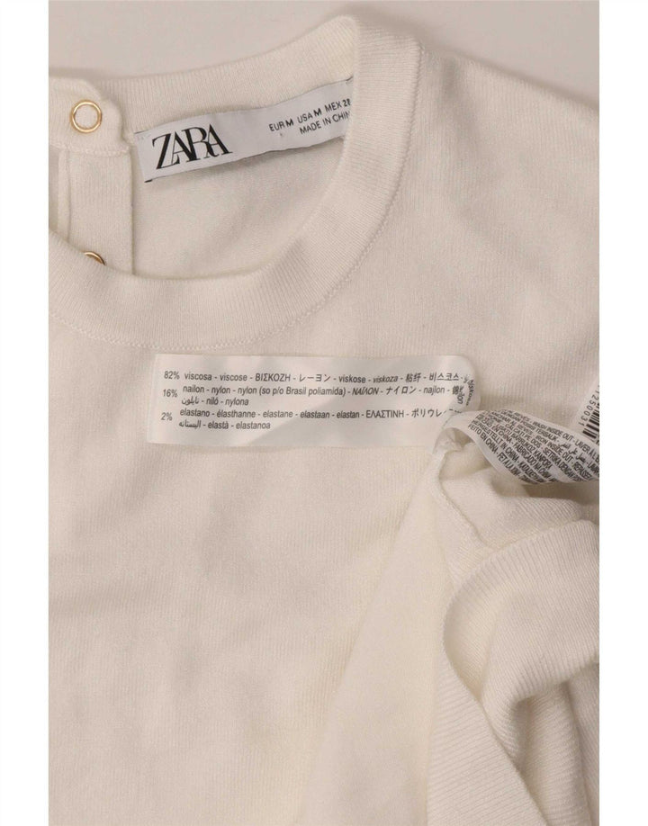 Zara Womens Vest Tank Top UK 14 Médio Branco Viscose