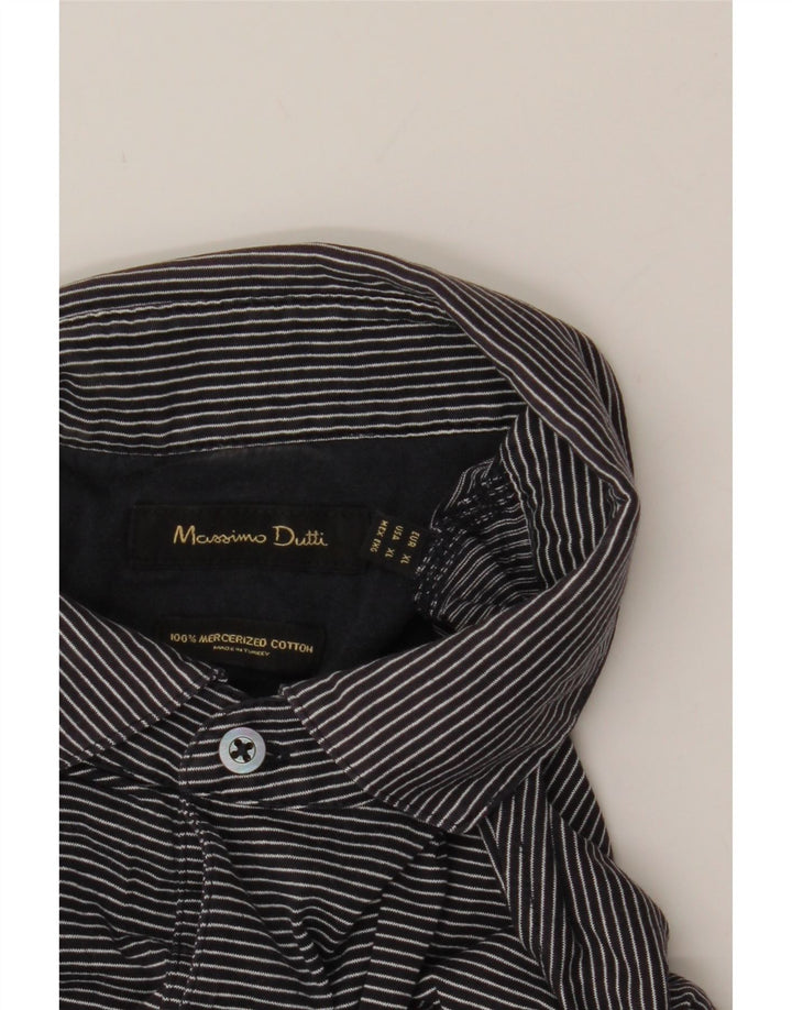 MASSIMO DUTTI Mens Polo Shirt XL Black Pinstripe Cotton Vintage Massimo Dutti and Second-Hand Massimo Dutti from Messina Hembry 