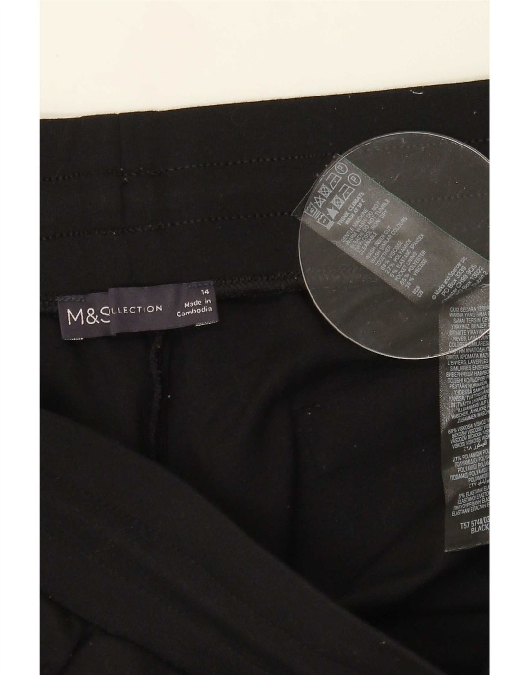 Calça esportiva feminina Marks & Spencer Cargo Reino Unido 14 grande viscose preta