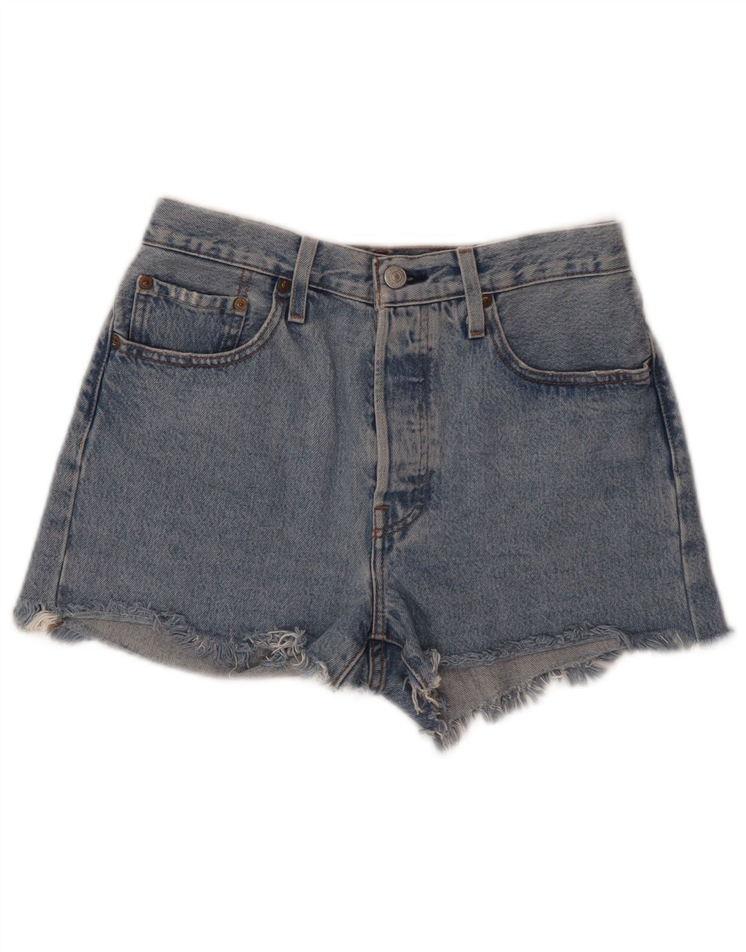 Shorts jeans feminino 501 da LEVI'S W27 pequeno azul algodão