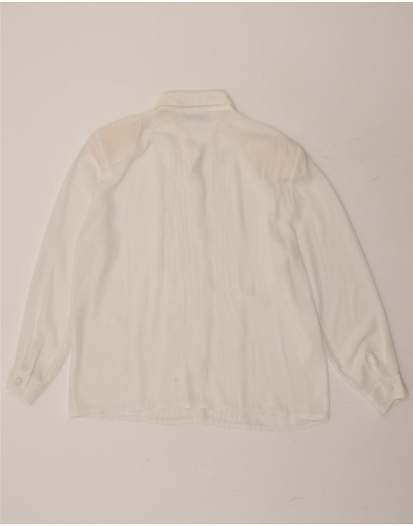 Blusa feminina Alfred Dunner transparente Reino Unido 14 grande branca
