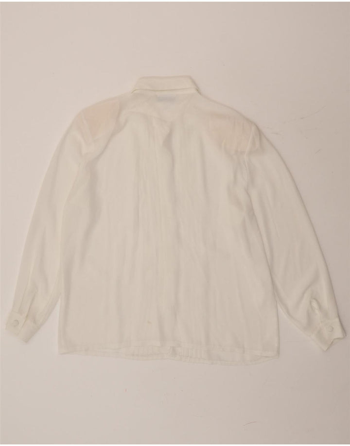 Blusa feminina Alfred Dunner transparente Reino Unido 14 grande branca