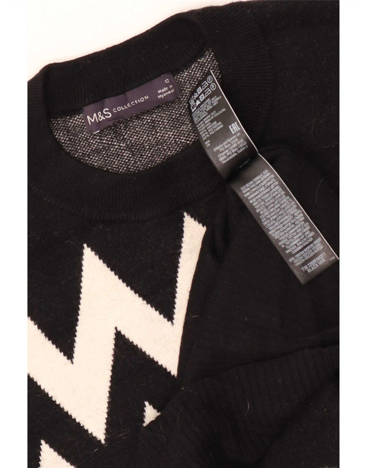 Suéter feminino Marks & Spencer com gola redonda Reino Unido 12 médio preto