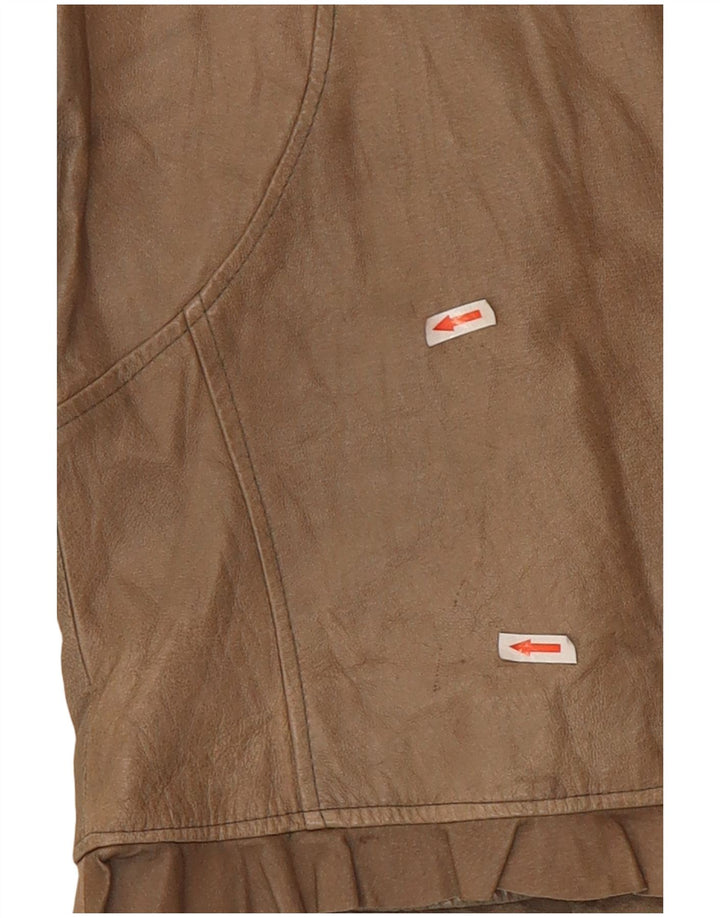 Jaqueta de couro vintage feminina UK 10 pequena bege