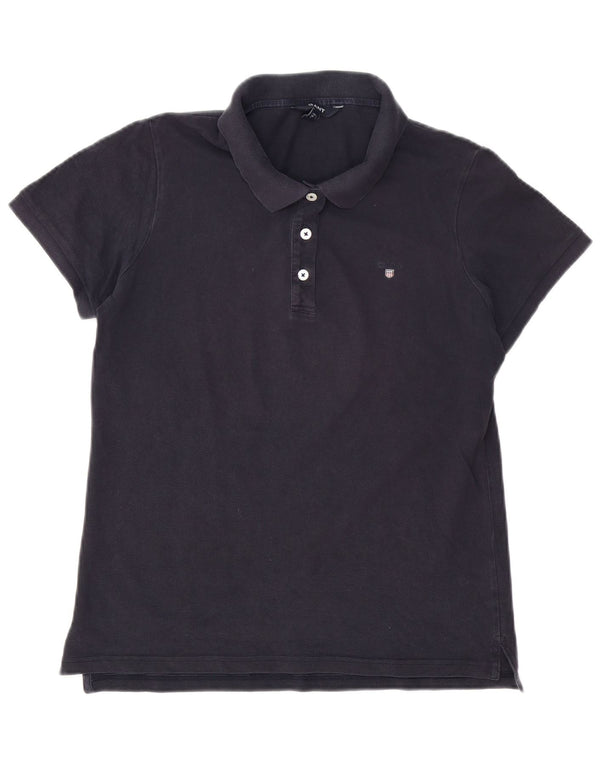 Camisa polo feminina GANT Reino Unido 14 grande algodão azul marinho