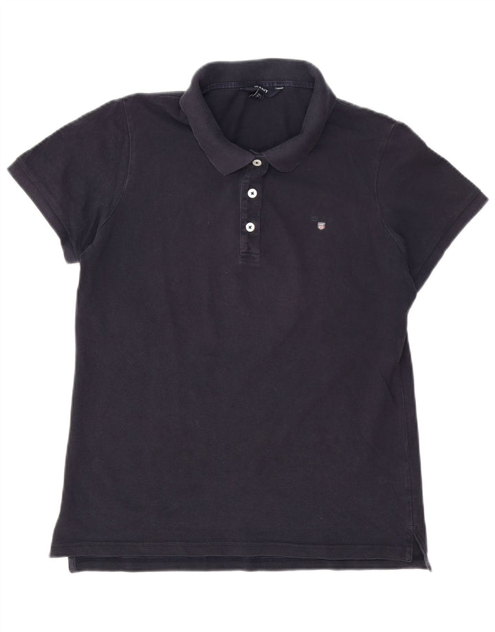 Camisa polo feminina GANT Reino Unido 14 grande algodão azul marinho