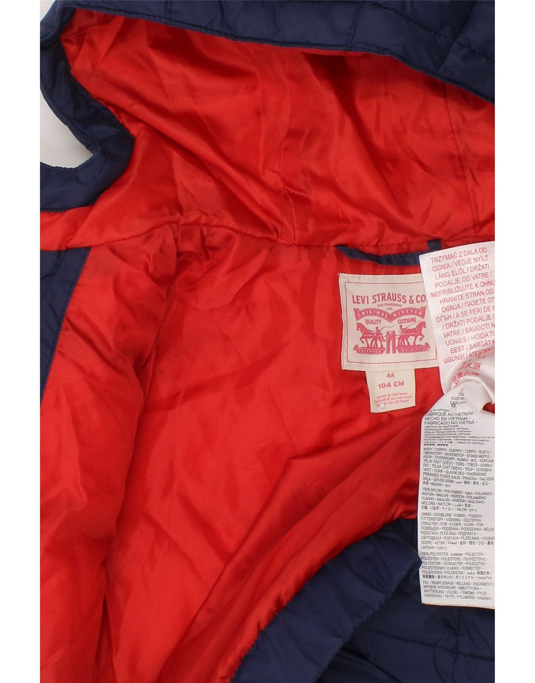 Jaqueta acolchoada com capuz gráfico LEVI'S Boys 3-4 anos azul marinho Colourblock