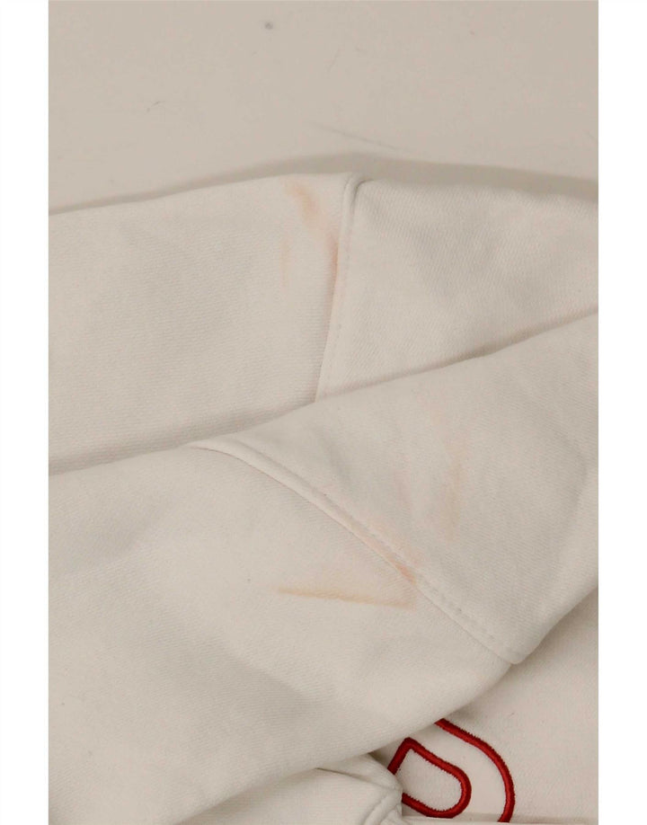 Reebok feminino gráfico crop moletom jumper UK 8/10 pequeno poliéster branco