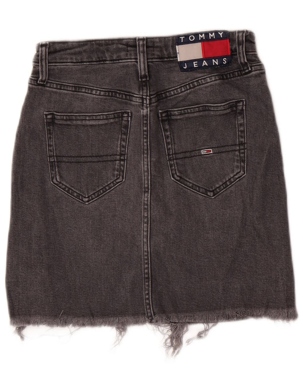 Saia jeans feminina Tommy Hilfiger W24 XS algodão cinza