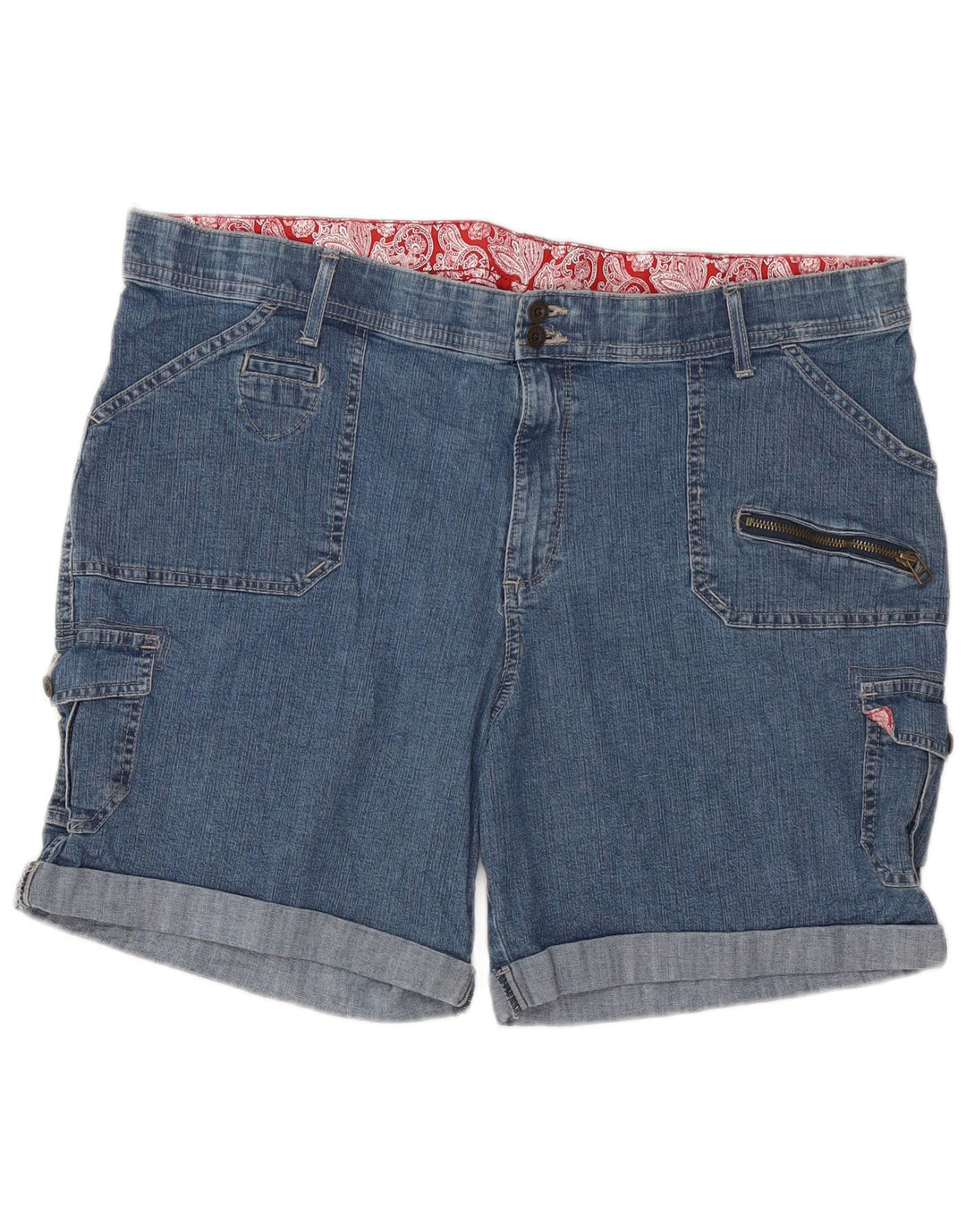 Shorts jeans cargo feminino Lee US 22 3XL W42 algodão azul