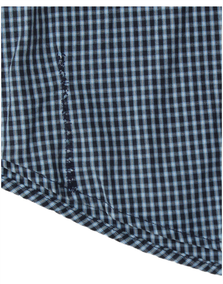 Camisa masculina Wrangler grande algodão xadrez azul